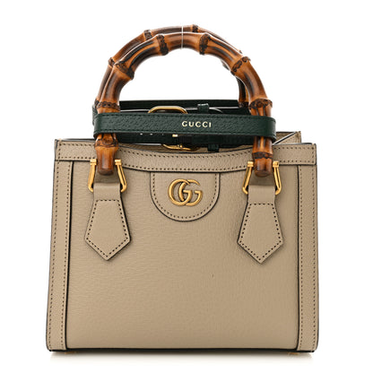 Gucci Textured Dollar Calfskin Web Mini Diana Tote Bag Oatmeal Vintage Green 1 of 11