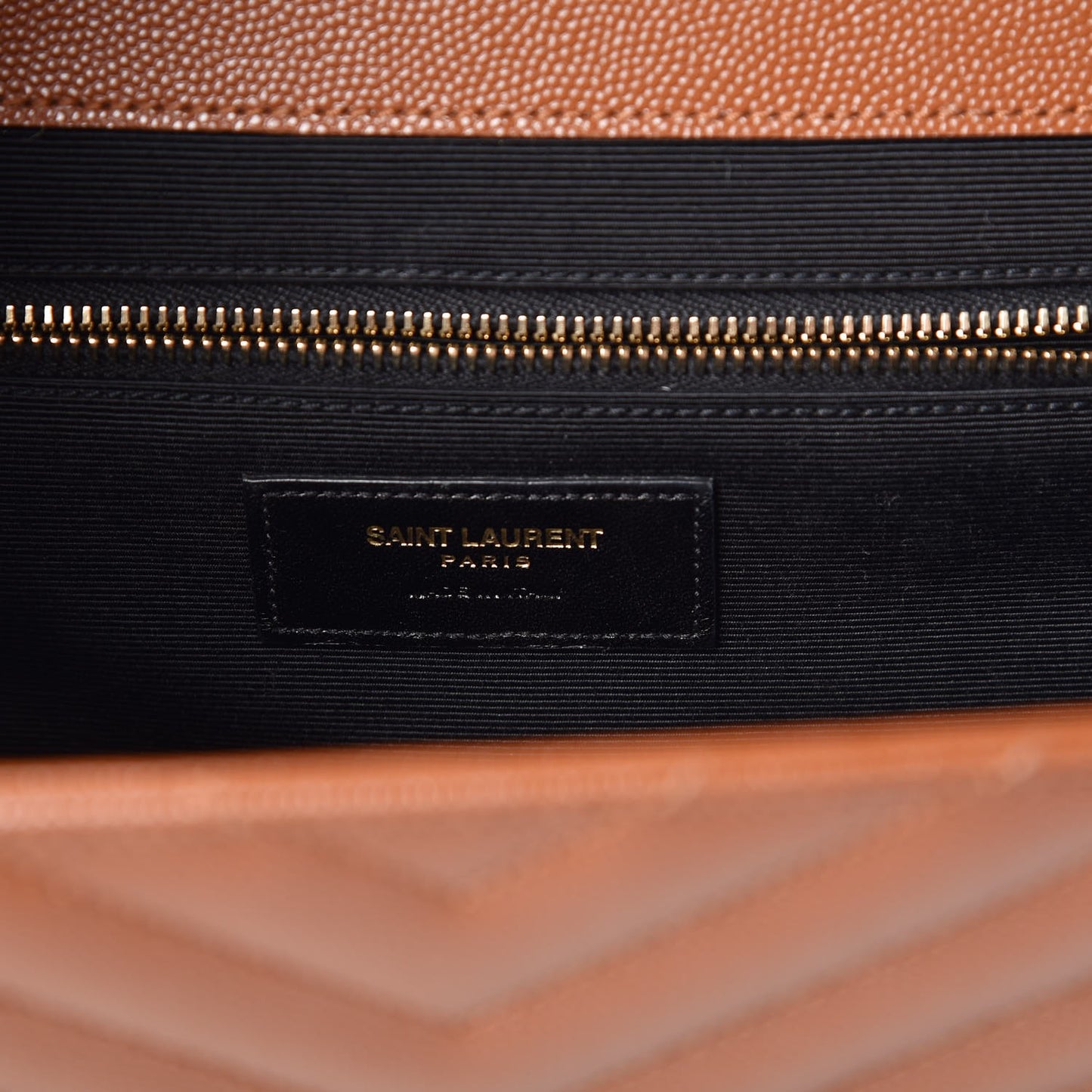 Grain De Poudre Matelasse Chevron Large Monogram Satchel Brown