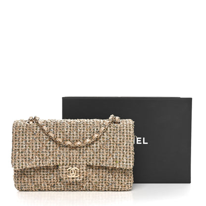 Chanel Tweed Quilted Medium Double Flap Beige Gold Multicolor 11 of 11