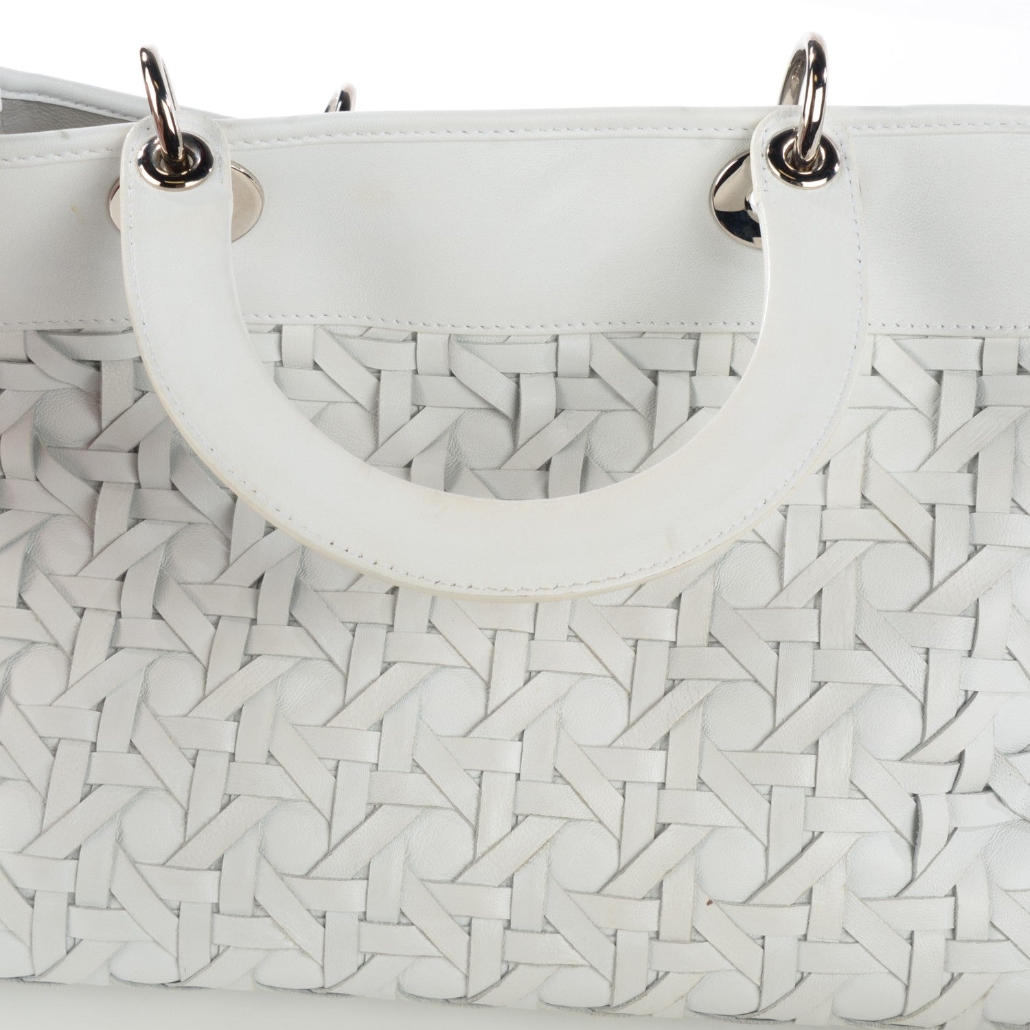 Christian Dior Lambskin Woven Lady Dior Avenue Tote White 11 of 11