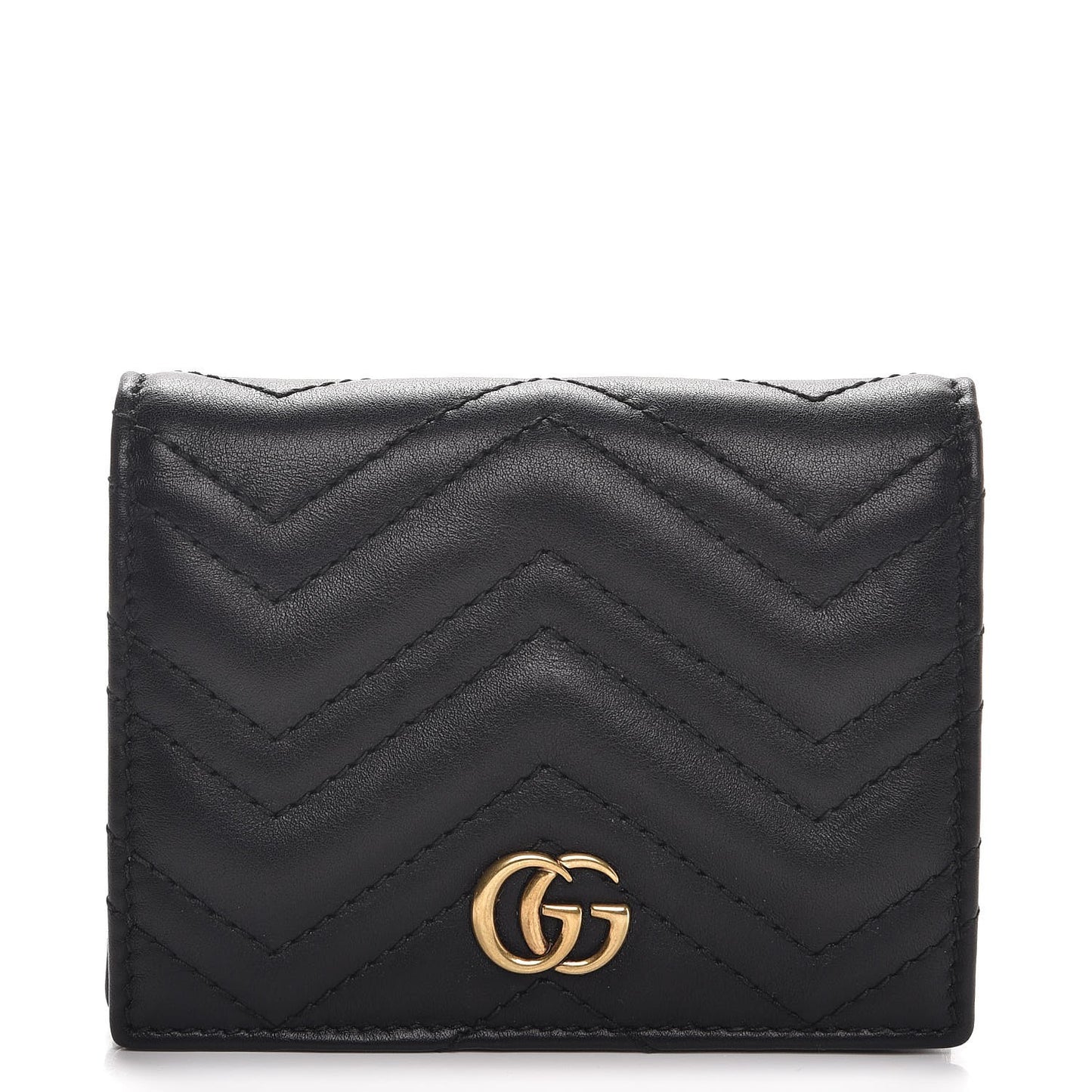 Calfskin Matelasse GG Marmont Card Case Wallet Black