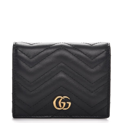 Gucci Calfskin Matelasse GG Marmont Card Case Wallet Black 1 of 7