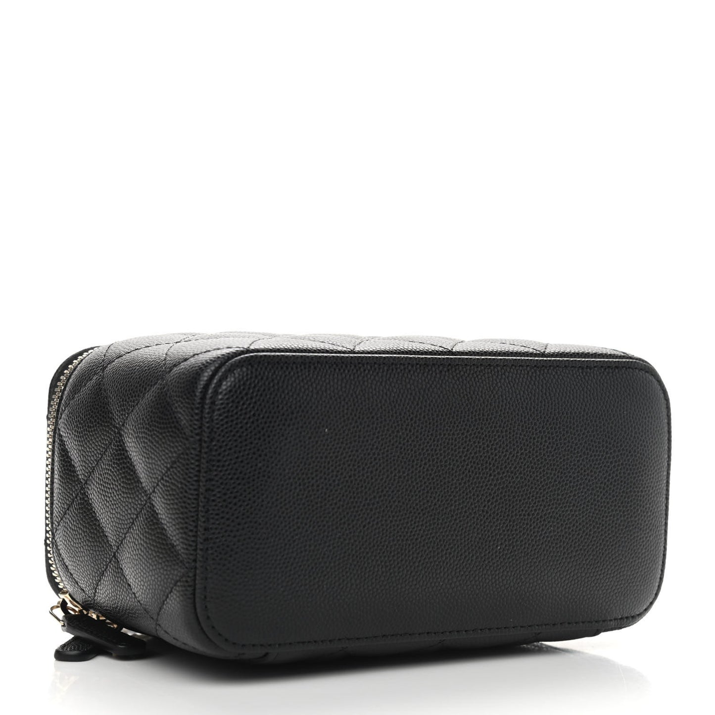 Caviar Quilted Small Vanity Case With Chain Black