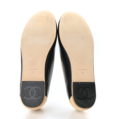 Chanel Lambskin CC Chain Loafers 37 Black Beige 5 of 8