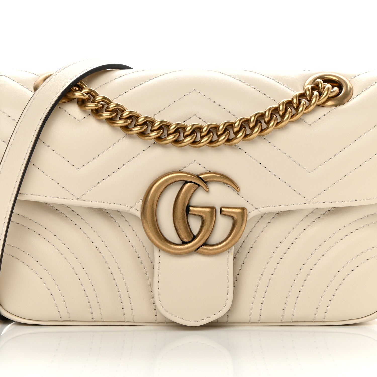 Gucci Calfskin Matelasse Mini GG Marmont Shoulder Bag White 8 of 11