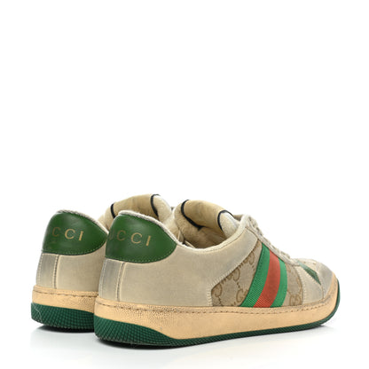 Gucci GG Monogram Nubuck Web Womens Screener Sneakers 40.5 New Sand Dusty Milk Vintage Green 4 of 9