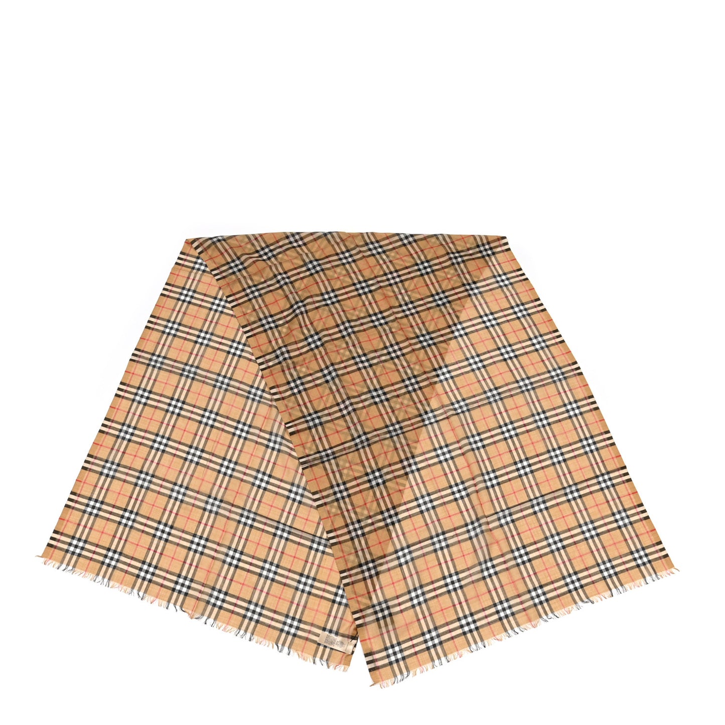 Wool Silk Icon Stripe Vintage Check Lightweight Scarf Archive Beige