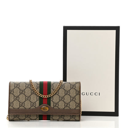 Gucci GG Supreme Monogram Web Ophidia Wallet On Chain Brown 9 of 9