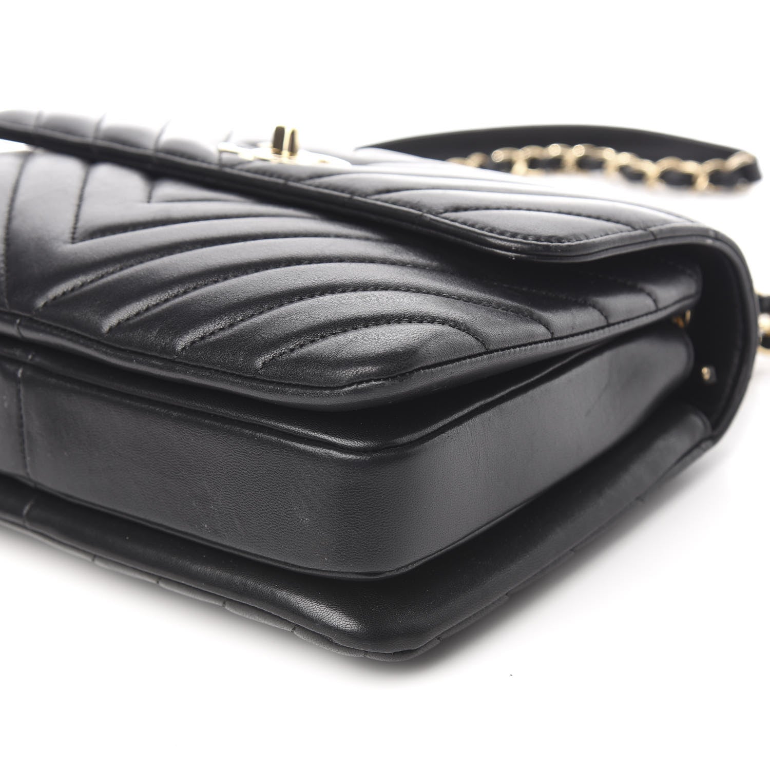 Chanel Lambskin Chevron Quilted Small Trendy CC Dual Handle Flap Bag Black 10 of 12