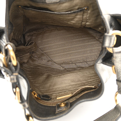 Prada Metallic Vitello Daino Side Pocket Tote Bag Acciaio 5 of 14