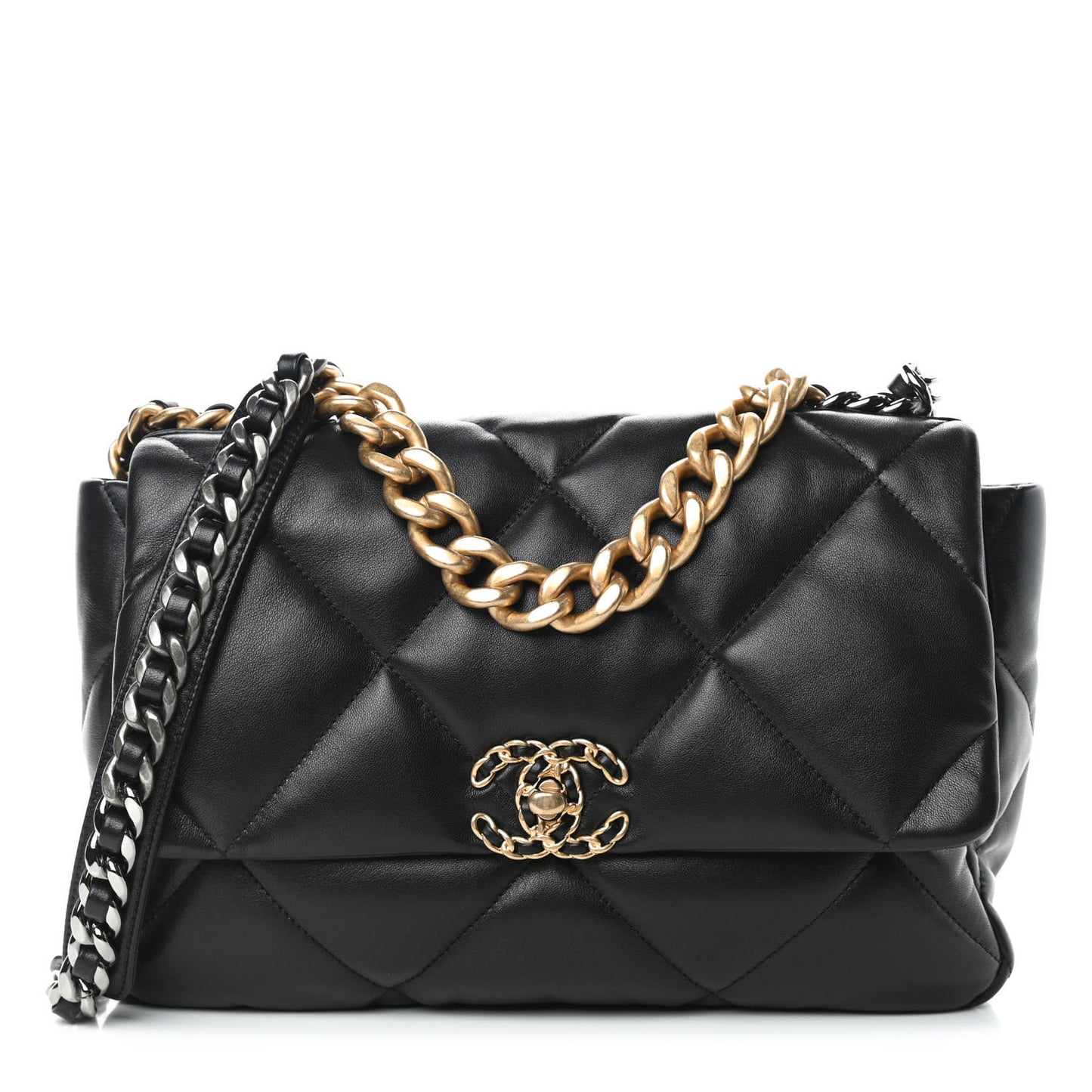 Lambskin Quilted Large Chanel 19 Flap Black