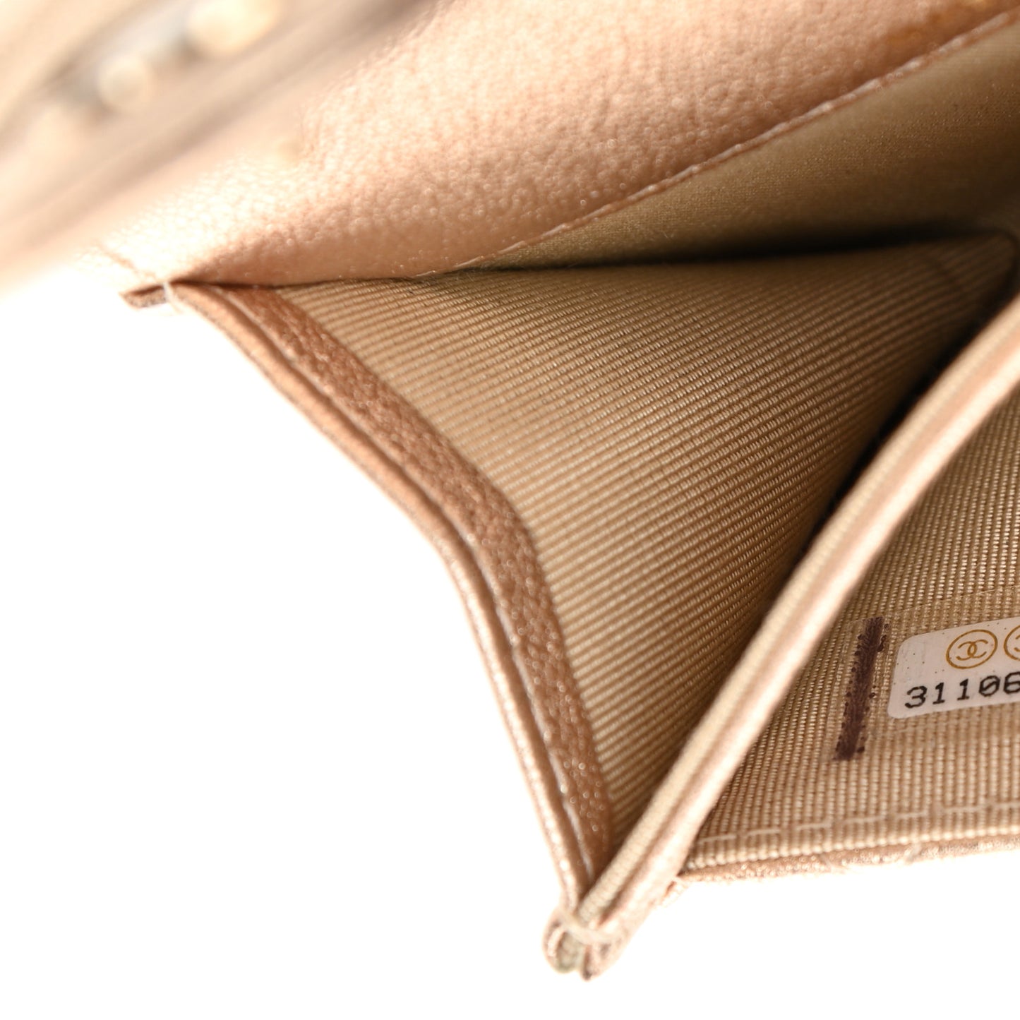 Metallic Lambskin Quilted Flap Card Holder Wallet Gold