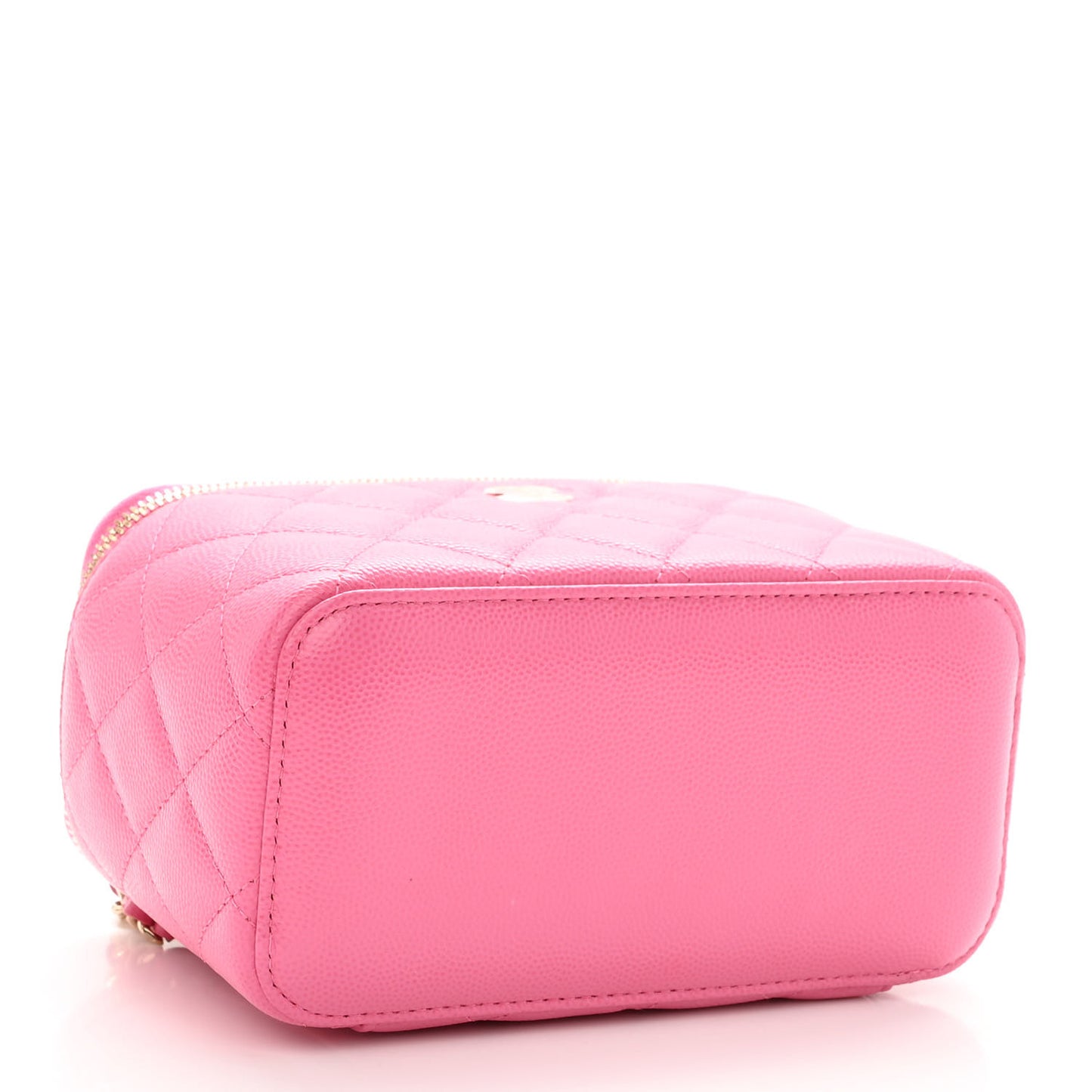 Caviar Quilted Small Vanity Case With Chain Pink