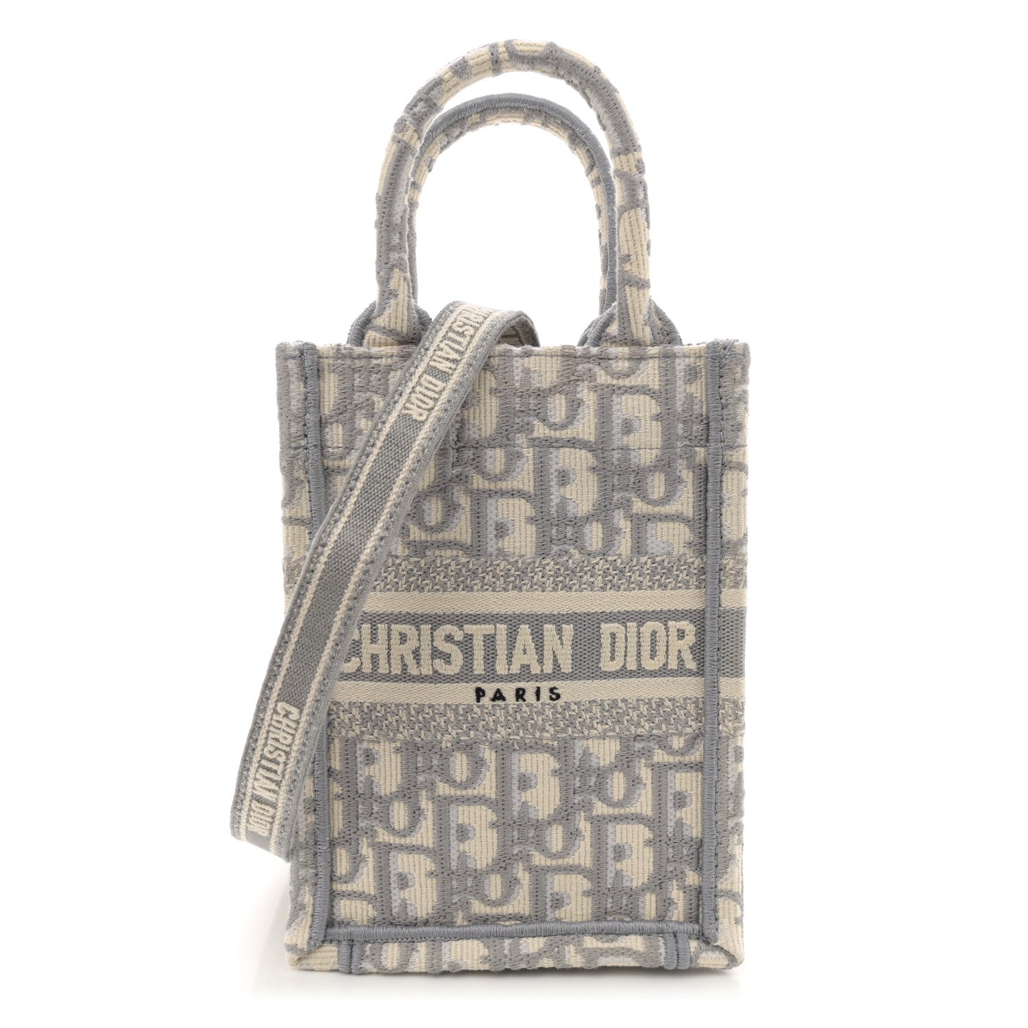 Christian Dior Oblique Mini Book Tote Phone Bag Grey 1 of 10