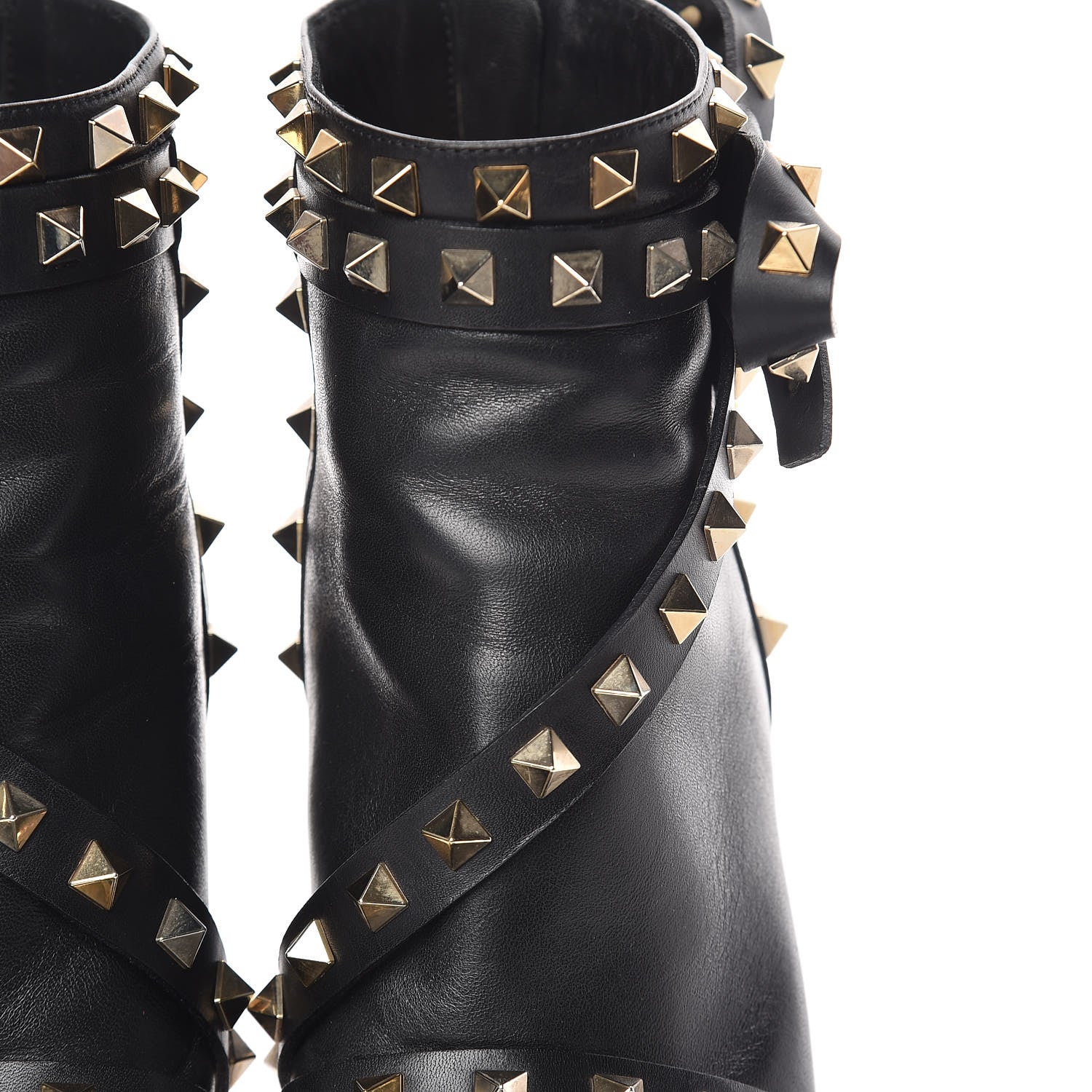 Valentino Garavani Calfskin Rockstud Bow Ankle Booties 36.5 Black 12 of 15