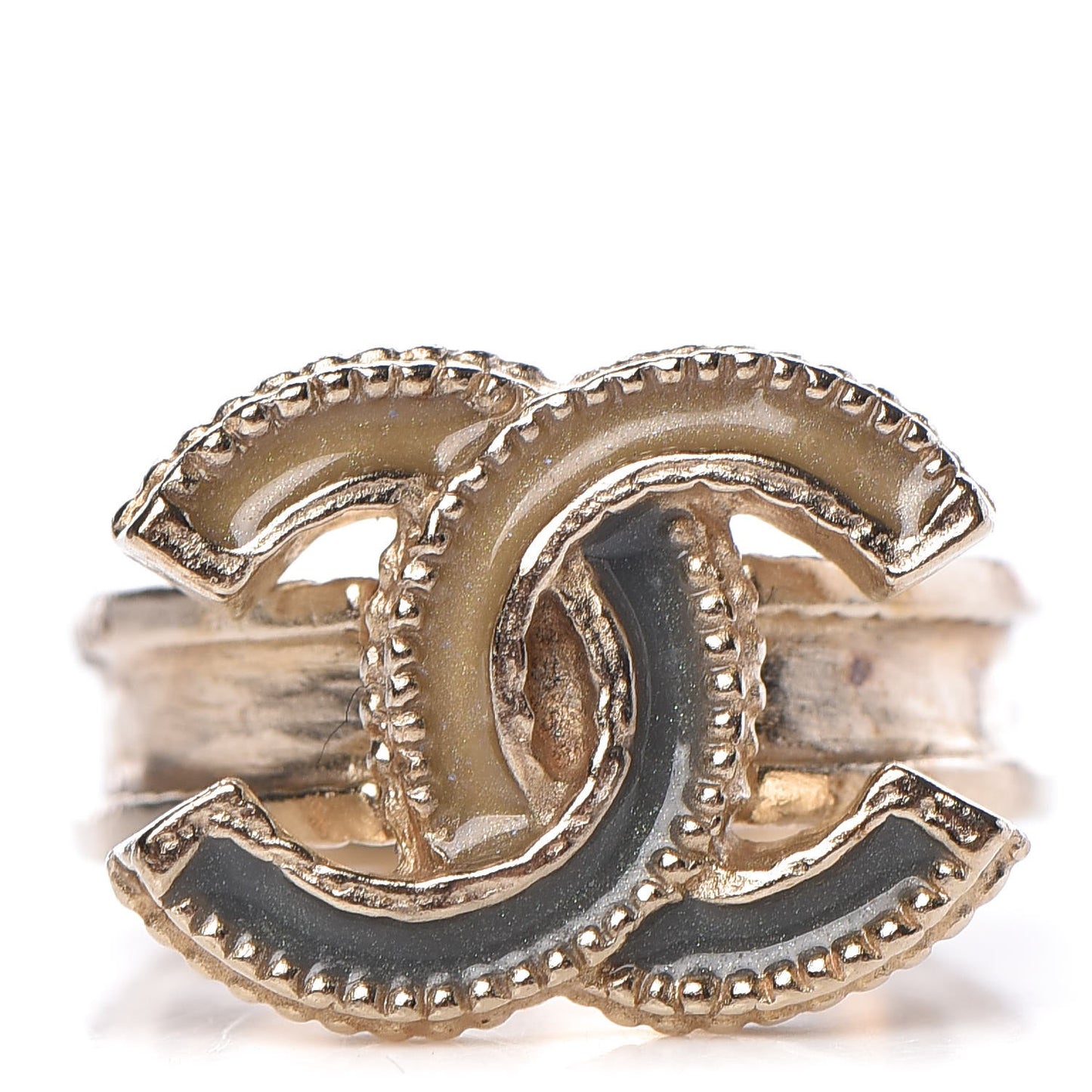 Glitter Enamel CC Ring 5.75 Grey Gold