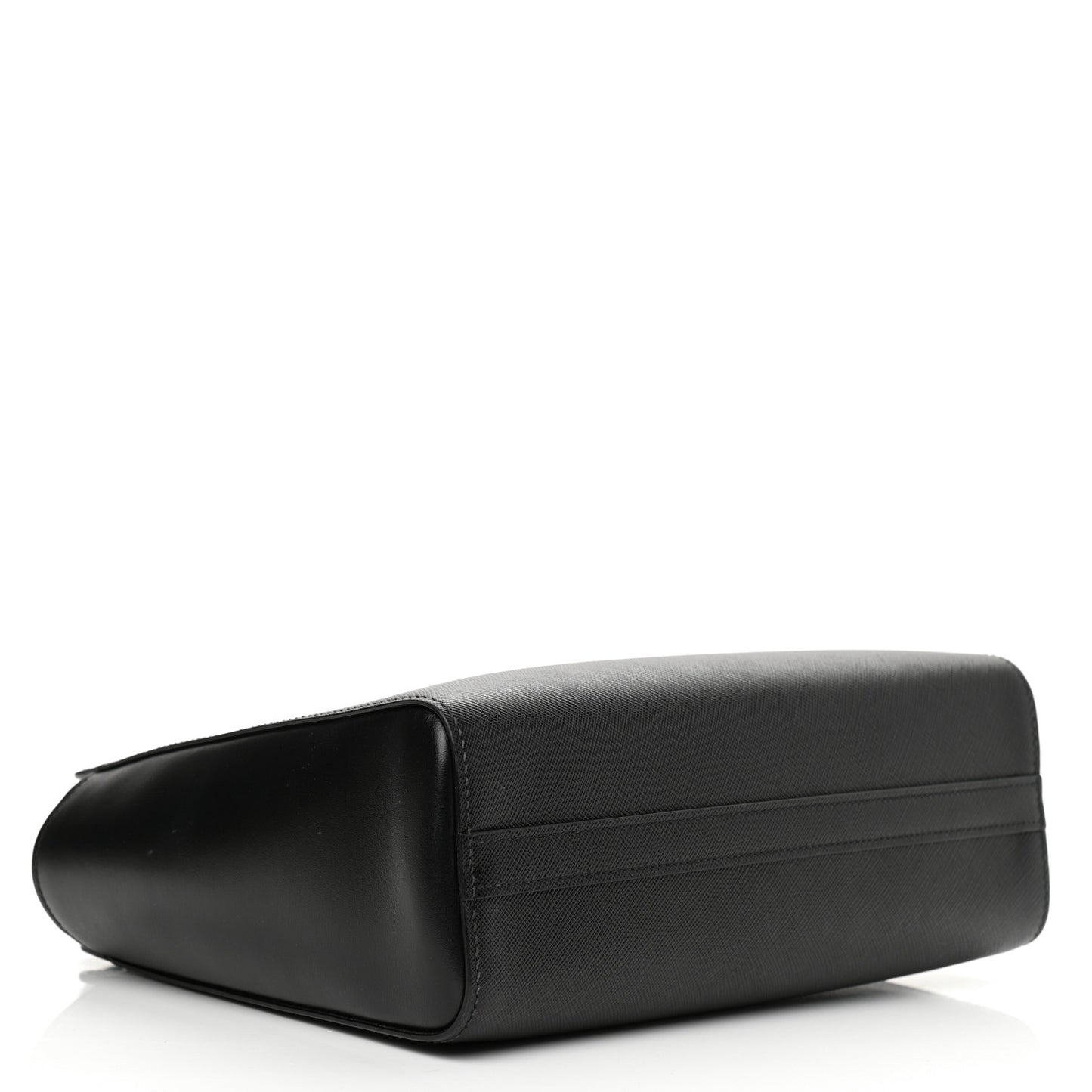 Saffiano Soft Calfskin Small Zippered Tote Black