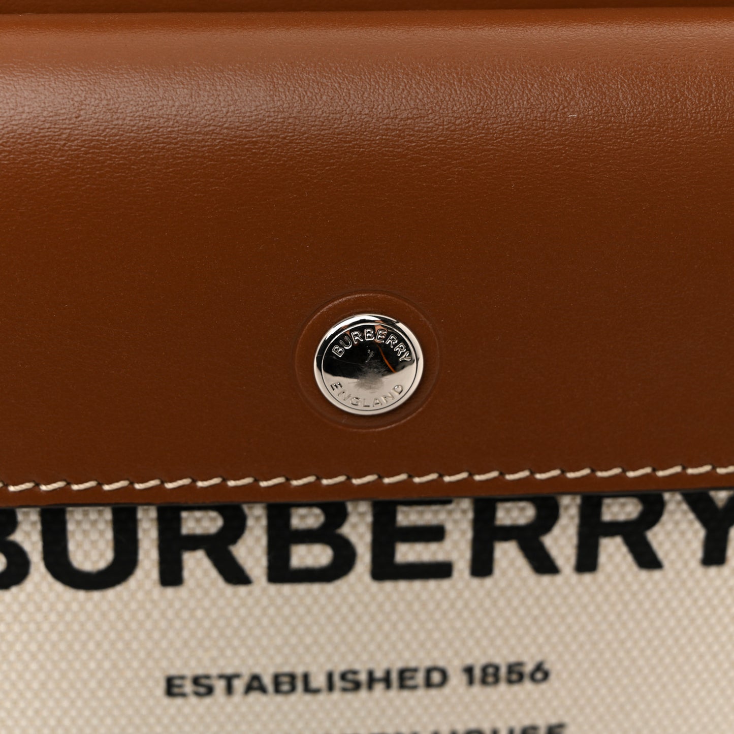 Smooth Calfskin Canvas Horseferry Print Mini Title Bag with Pocket Natural Malt Brown