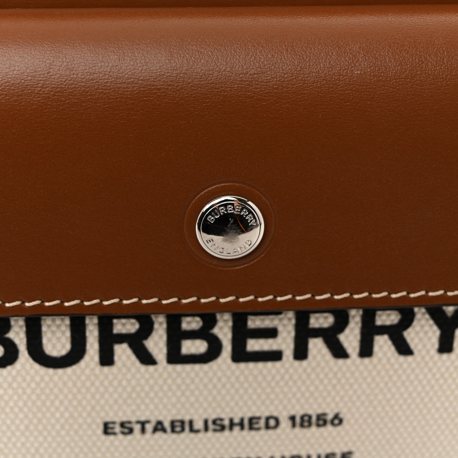 Burberry Smooth Calfskin Canvas Horseferry Print Mini Title Bag with Pocket Natural Malt Brown 15 of 15