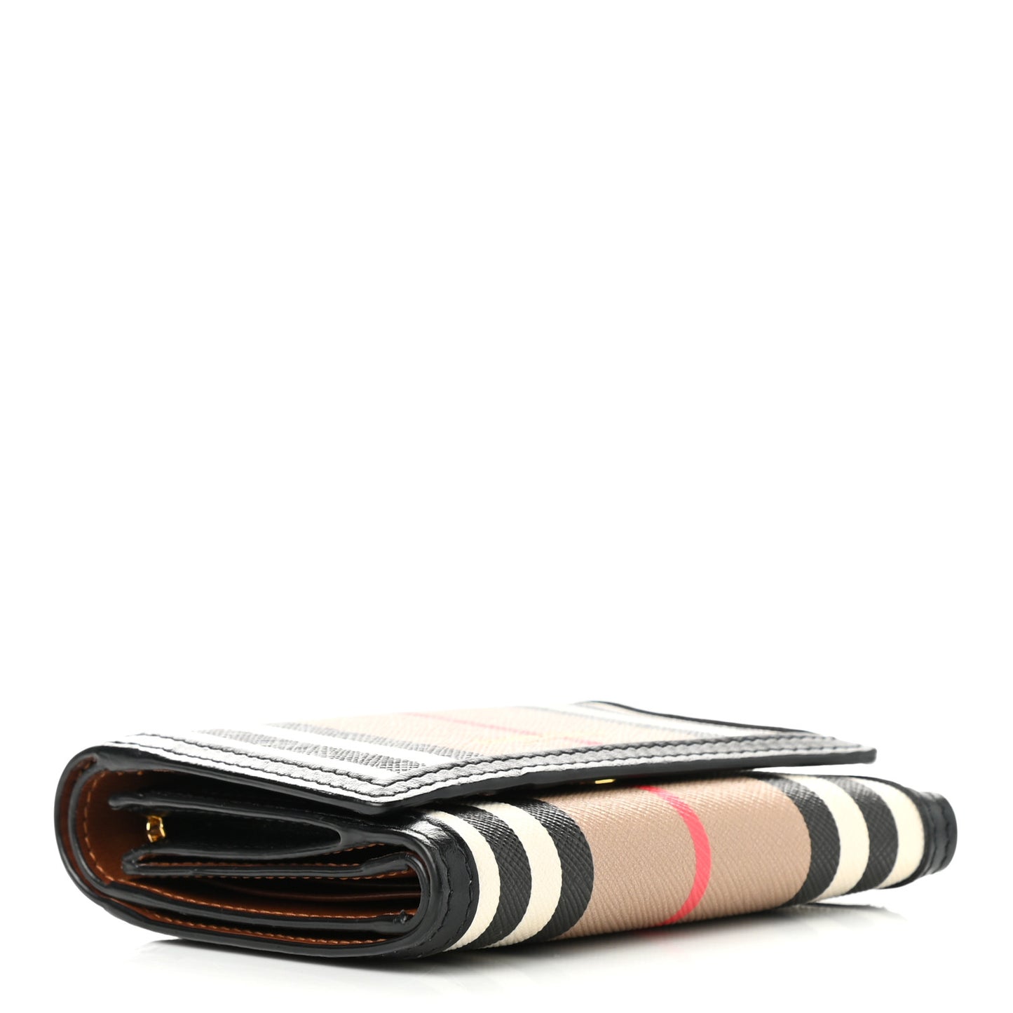 E-Canvas Icon Stripe Small Folding Wallet Archive Beige