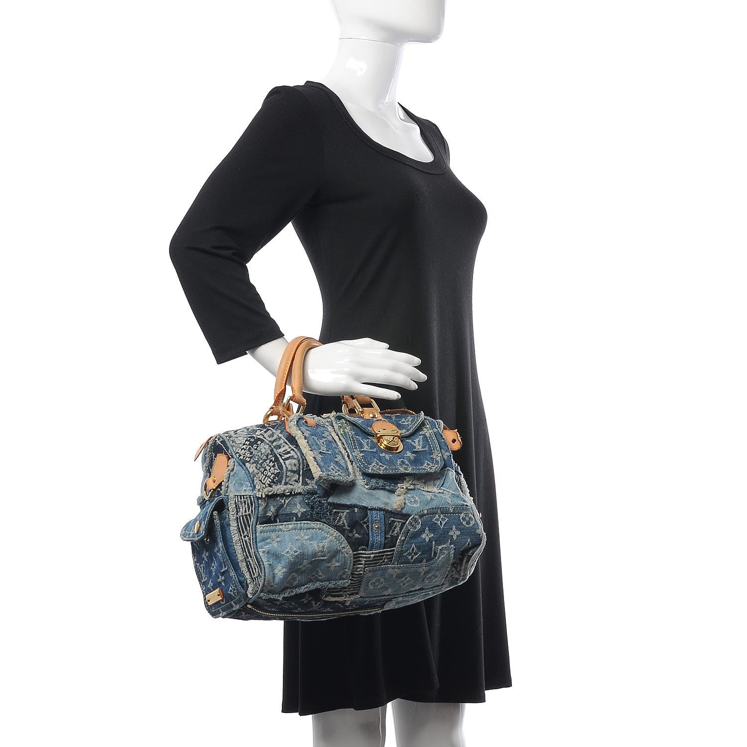Louis Vuitton Denim Patchwork Speedy 30 Blue 2 of 7