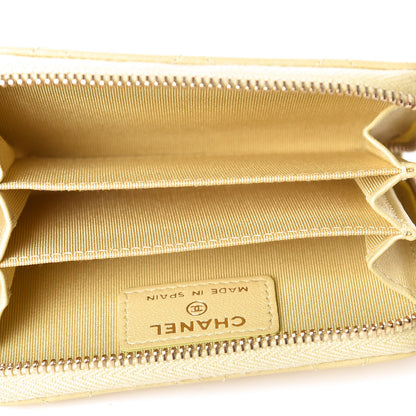 Chanel Lambskin Quilted Zip Around Coin Purse Wallet Light Yellow 5 of 8