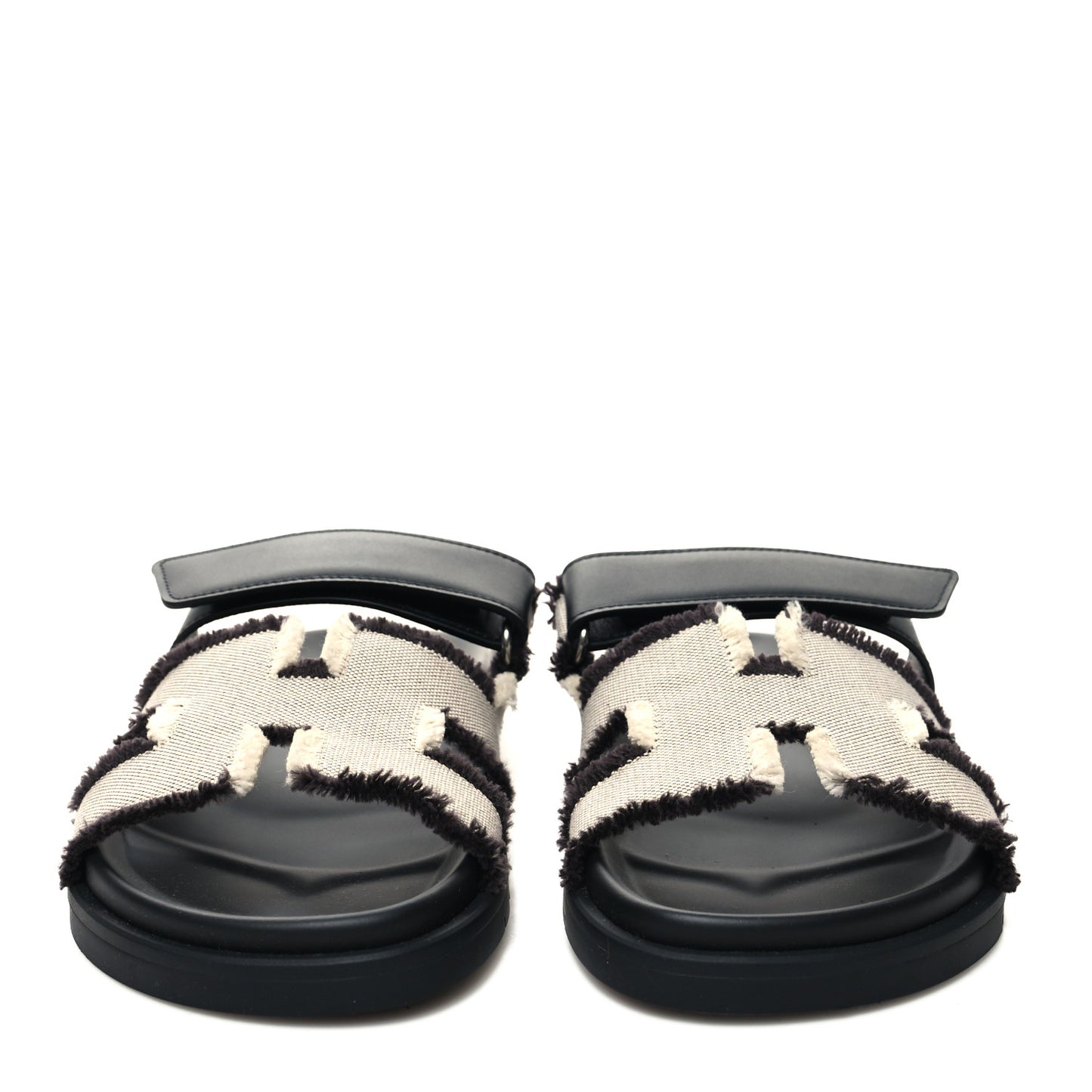Techno Fringed H Canvas Caflskin Womens Chypre Sandals 37 Prunoir Black