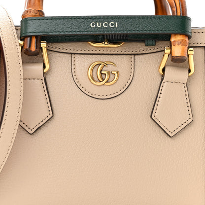 Gucci Textured Dollar Calfskin Web Mini Diana Tote Bag Oatmeal Vintage Green 7 of 9