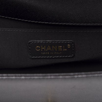 Chanel Caviar Chevron Quilted Medium Boy Flap Black 6 of 11