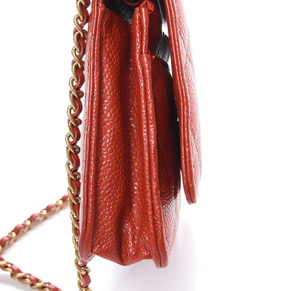 Chanel Pearly Caviar Quilted Wallet On Chain WOC Orange 11 of 13