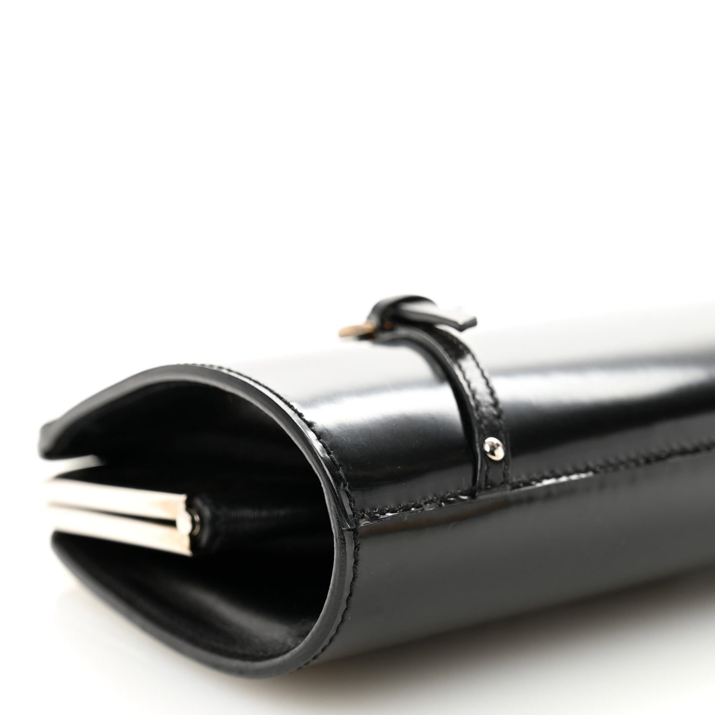 Glazed Calfskin Bondage Clutch Black
