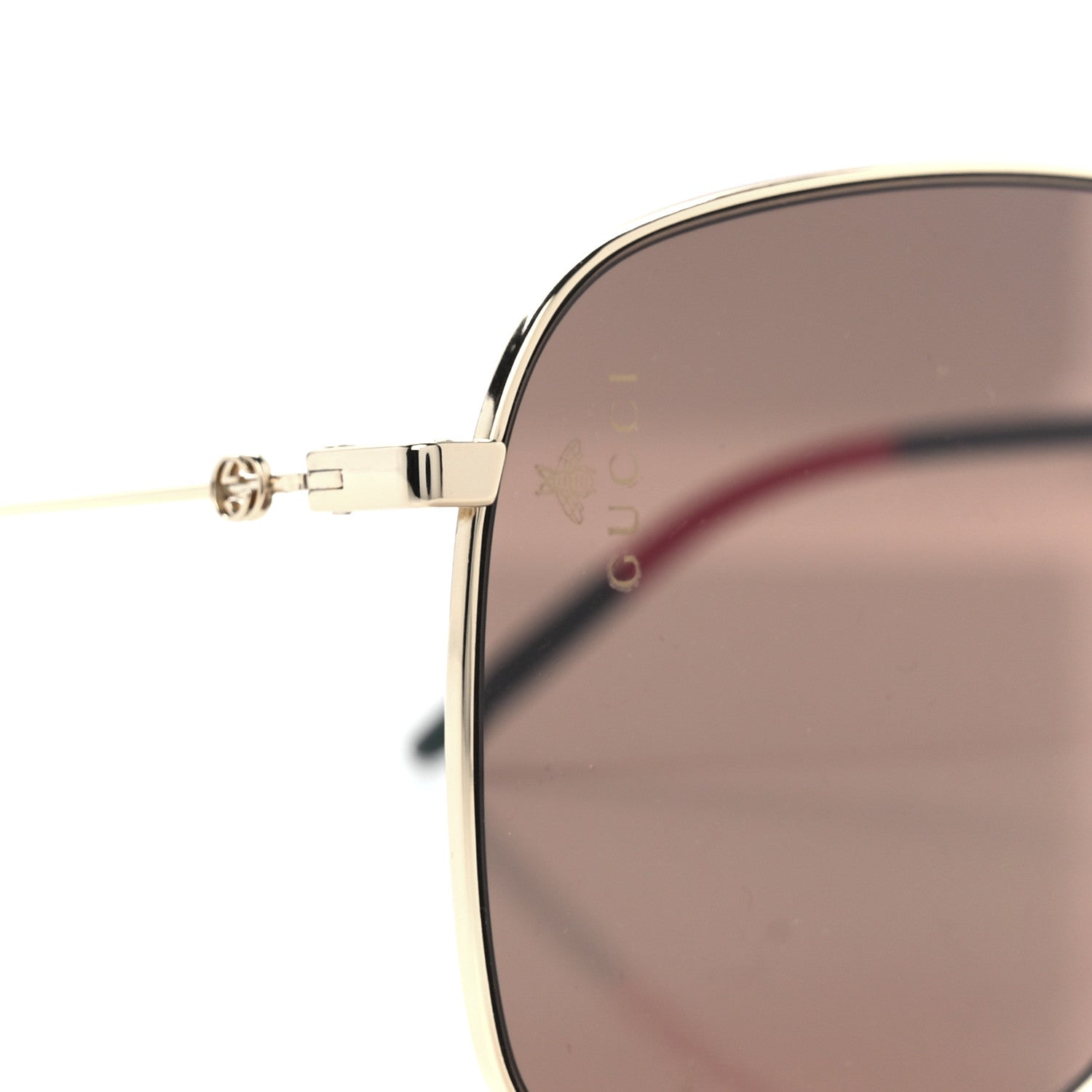 Gucci Web Rectangular Frame Interlocking G Sunglasses GG0394S Green Red 7 of 8