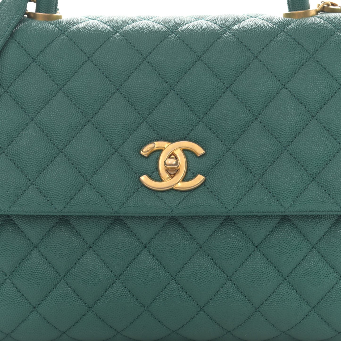 Caviar Quilted Medium Coco Handle Flap Green