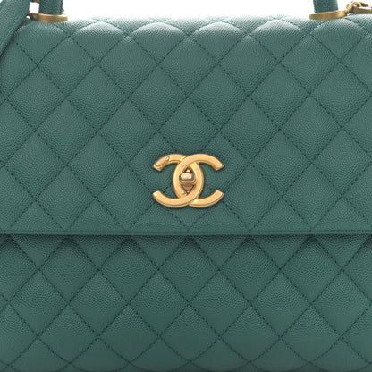 Chanel Caviar Quilted Medium Coco Handle Flap Green 7 of 9