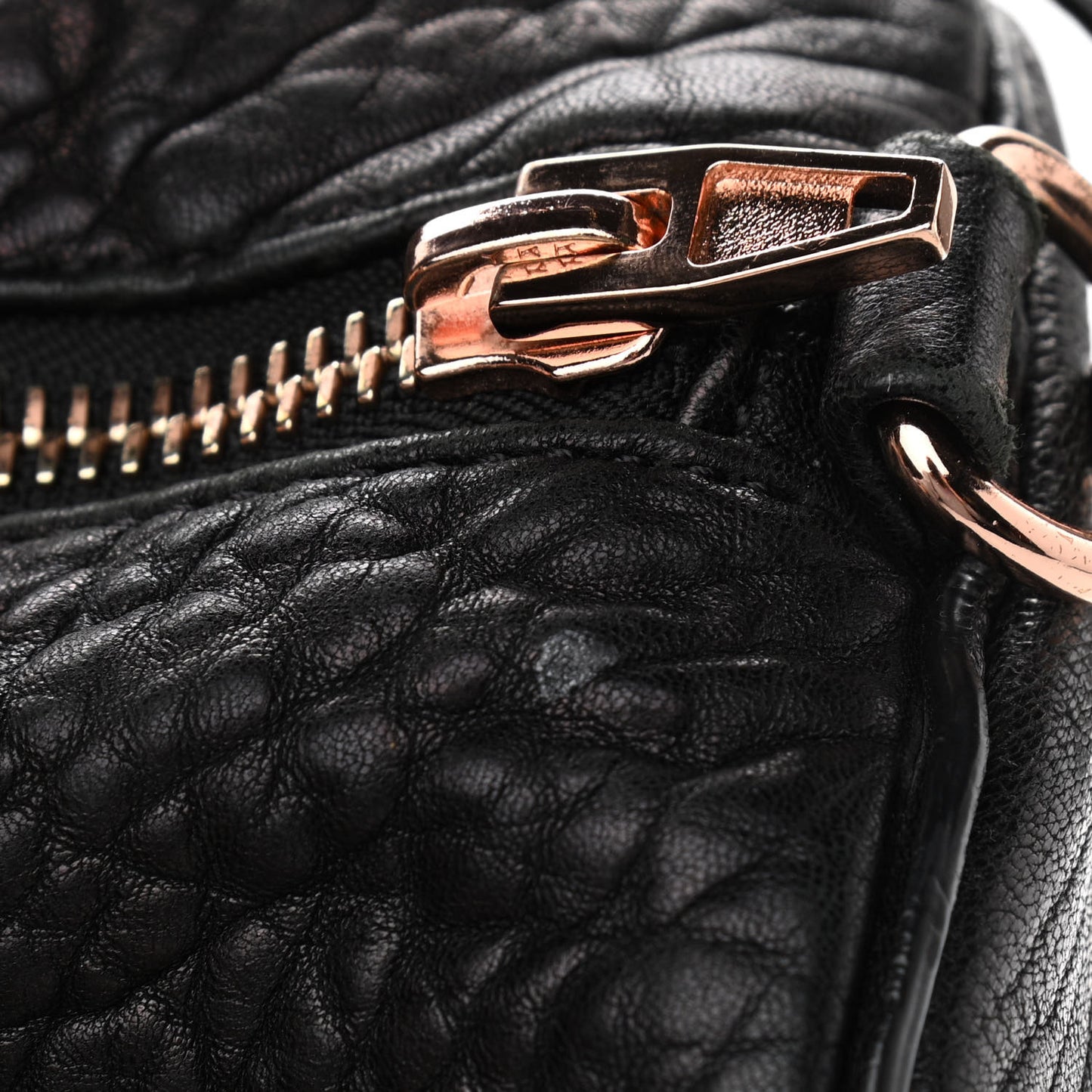 Pebbled Lambskin Rocco Black Rose Gold Hardware