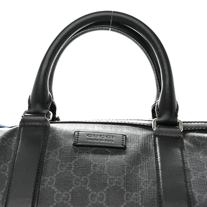 Gucci Soft GG Supreme Monogram Appia Calfskin Web Medium Carry On Duffle Bag Black Grey 7 of 11
