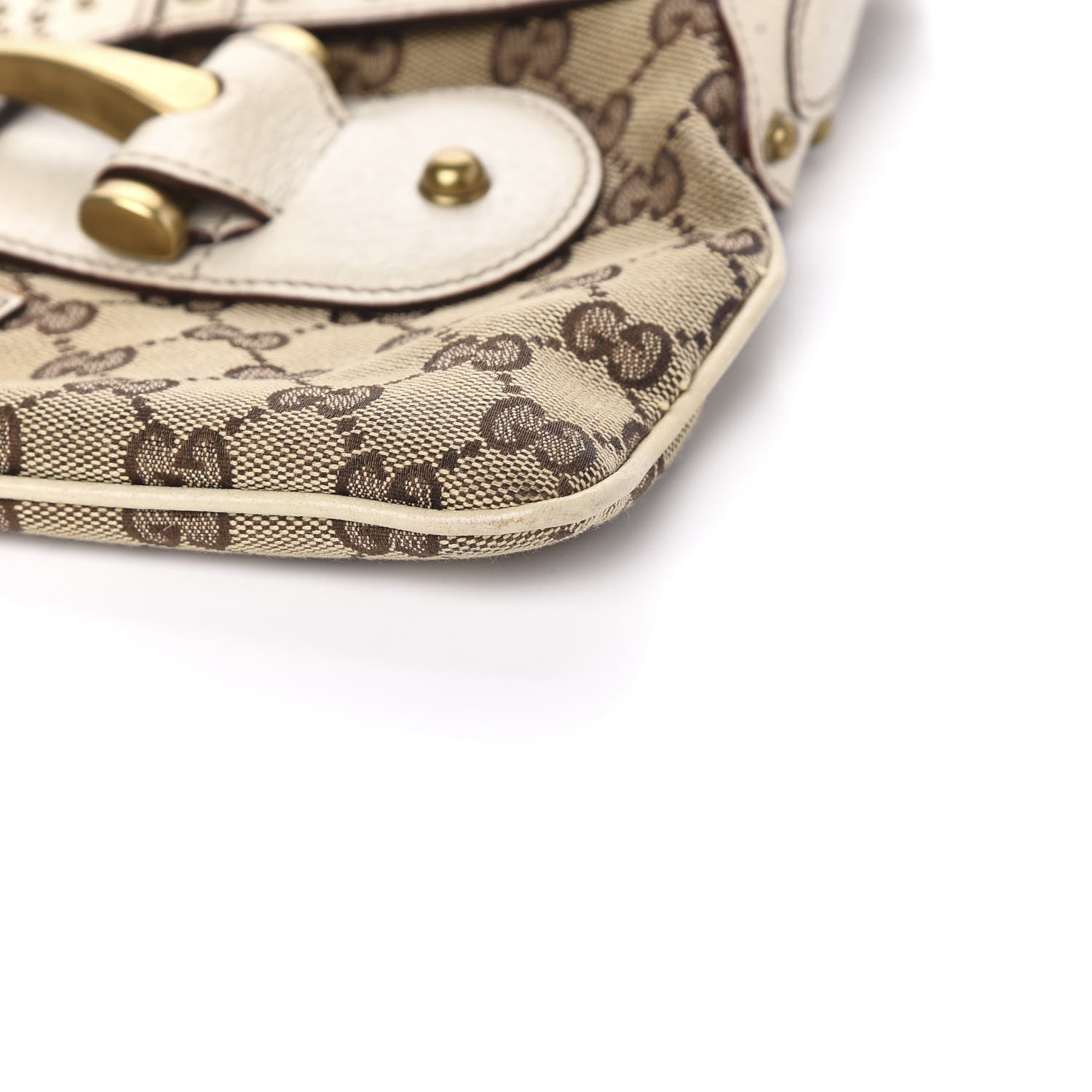 Gucci Monogram Studded Pelham Runway Flap Bag White 10 of 11