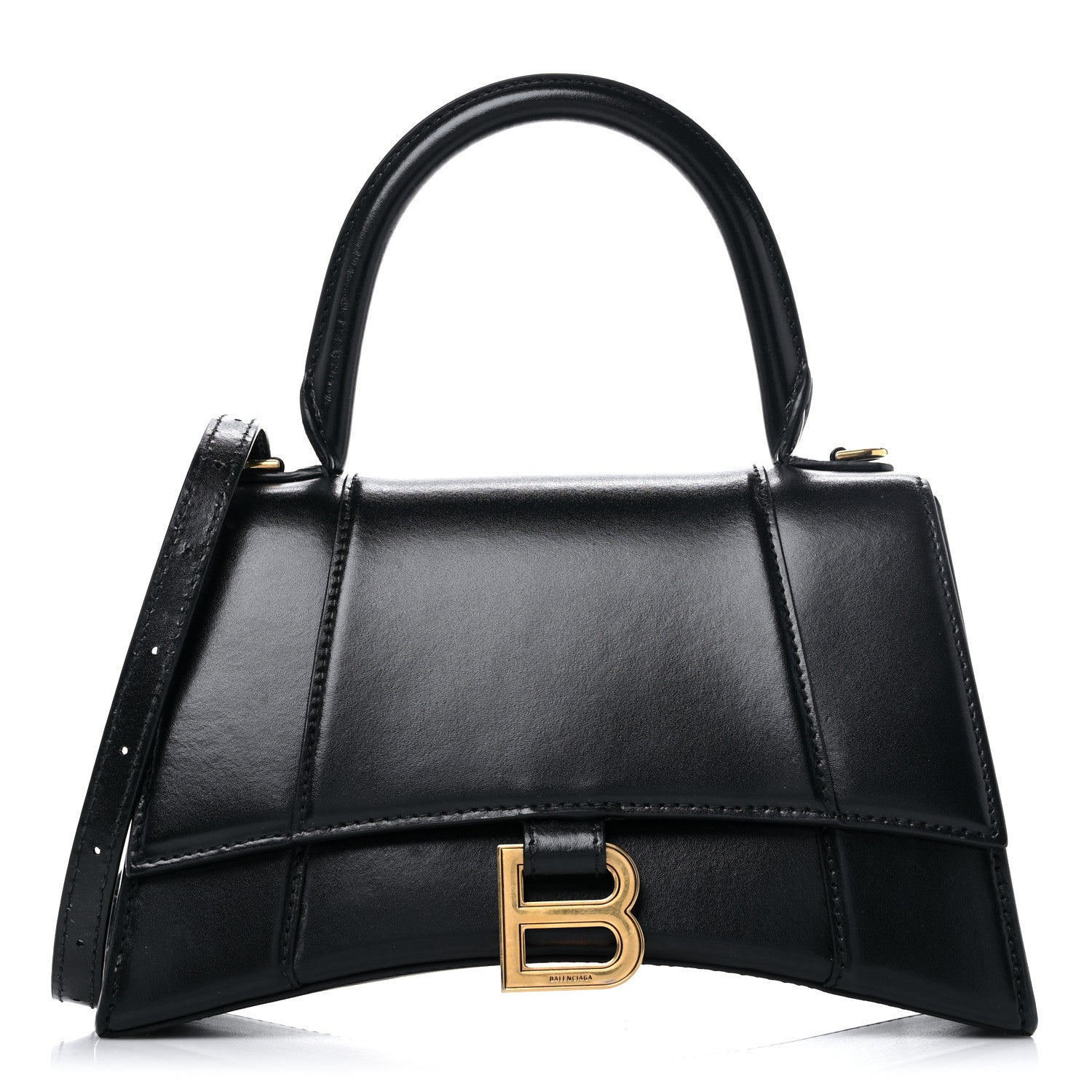 Balenciaga Shiny Box Calfskin Small Hourglass Top Handle Bag Black 1 of 16