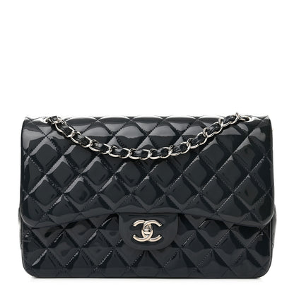 Chanel Patent Quilted Jumbo Double Flap Navy 1 of 11