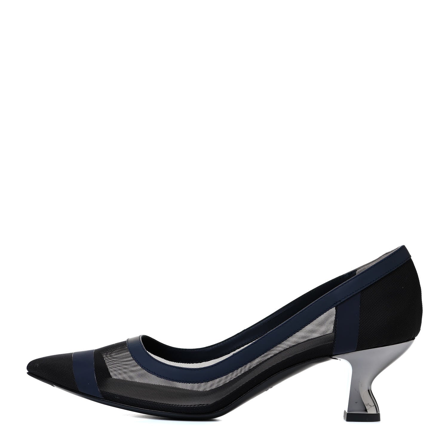 Fendi Technical Mesh Vitello Gommato Colibri 55mm Pumps 38.5 Black 1 of 8