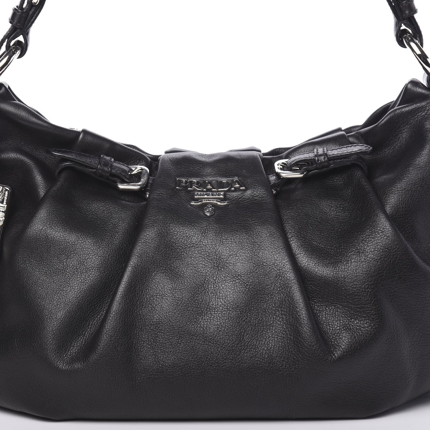 Soft Calfskin Pleated Hobo Black