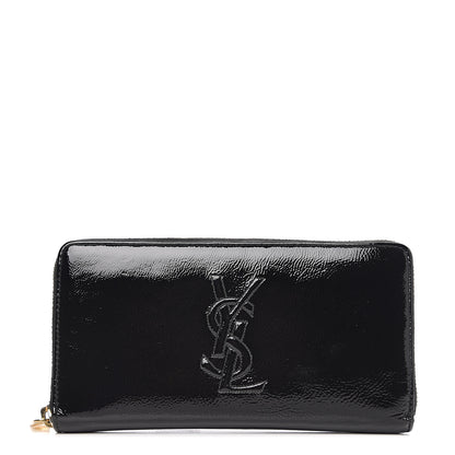 Saint Laurent Patent Belle De Jour Zip Around Wallet Black 1 of 6