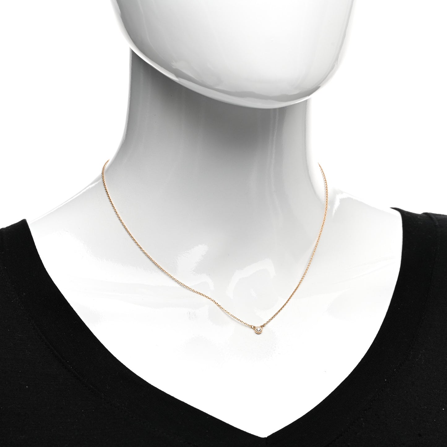 18K Rose Gold Diamond .05ct Elsa Peretti Diamonds by the Yard Pendant Necklace