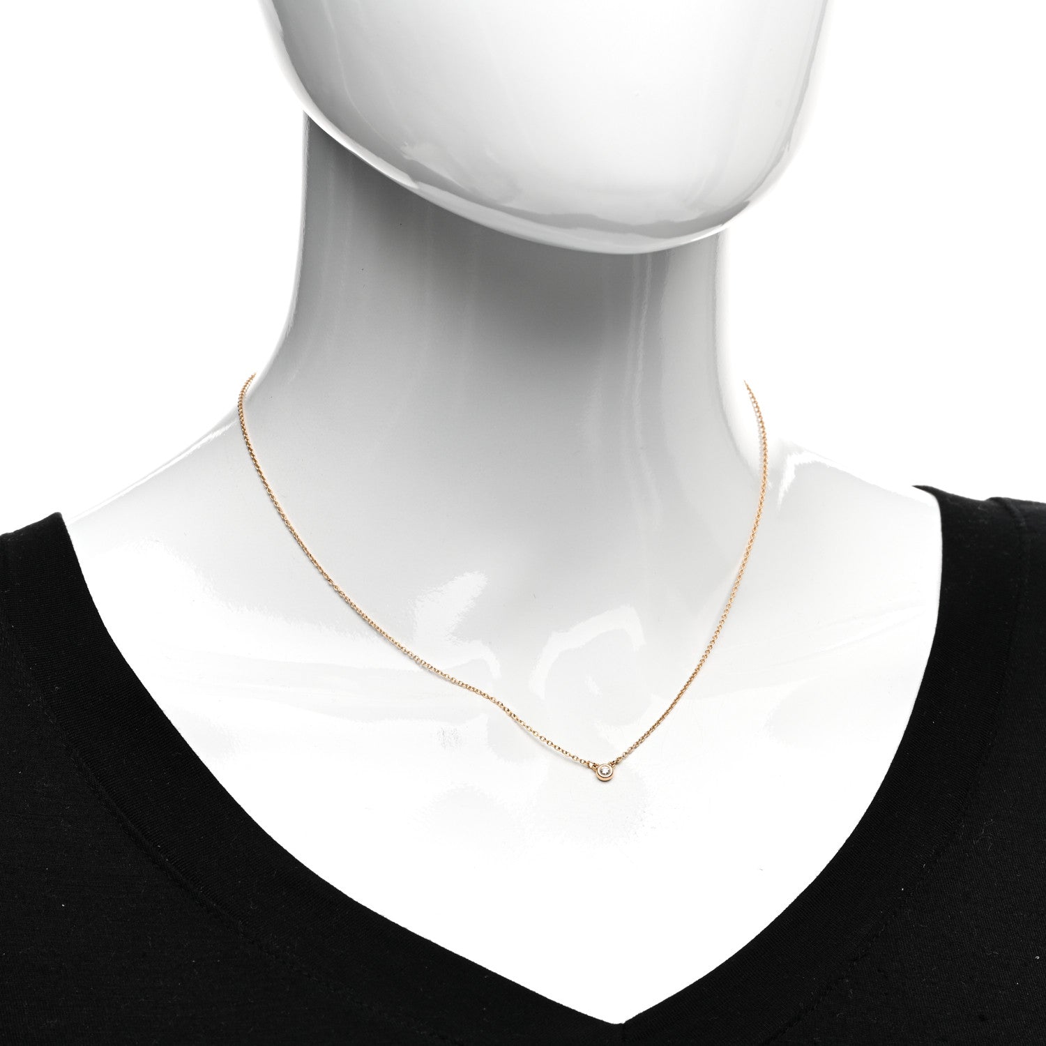 Tiffany 18K Rose Gold Diamond .05ct Elsa Peretti Diamonds by the Yard Pendant Necklace 2 of 4