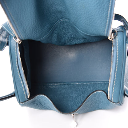 Hermes Taurillon Clemence Lindy 30 Blue Jean 5 of 14