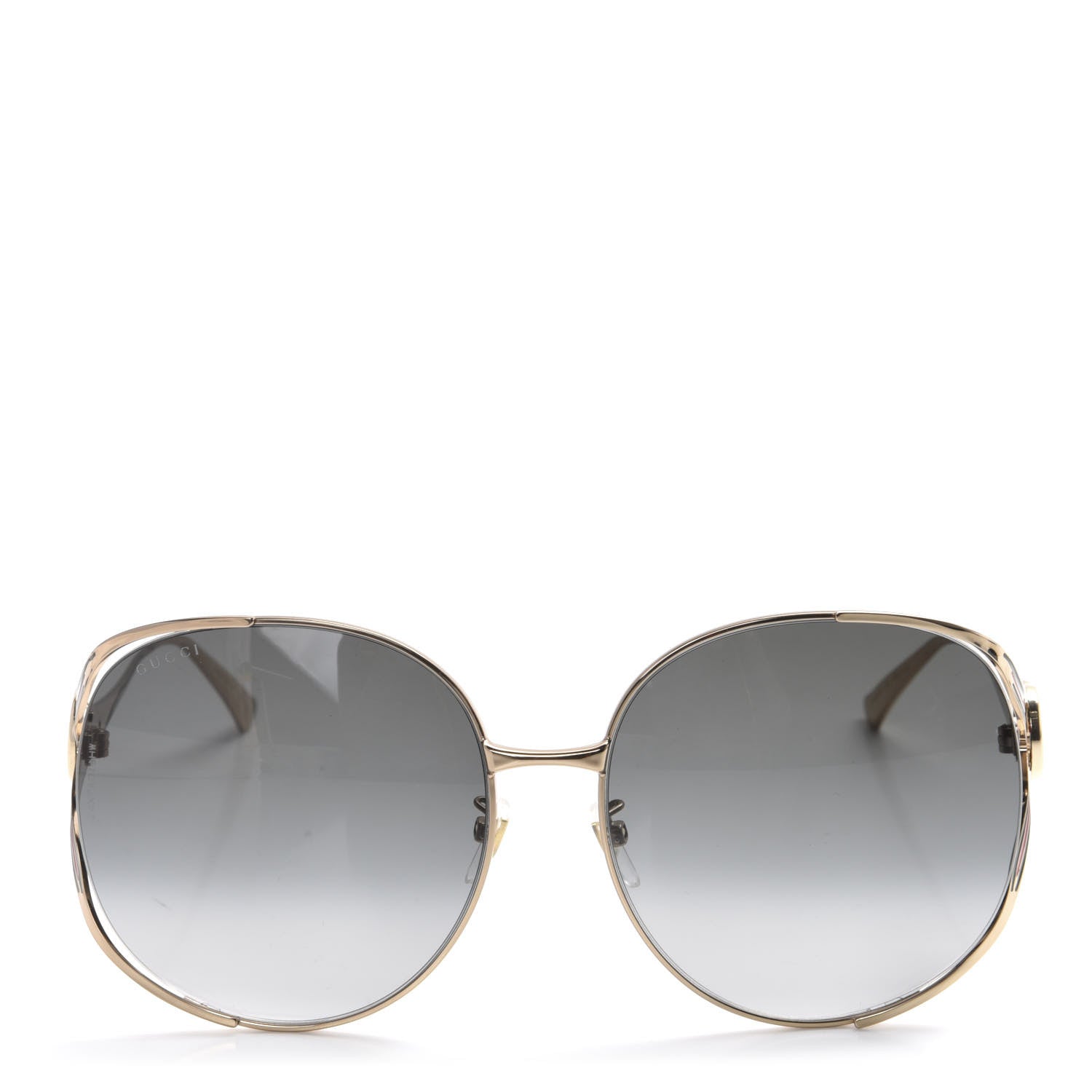Gucci Metal Oversized Round Frame GG0225S Sunglasses Gold 2 of 8