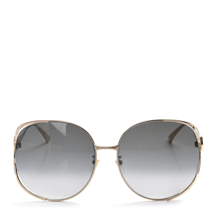 Gucci Metal Oversized Round Frame GG0225S Sunglasses Gold 2 of 8