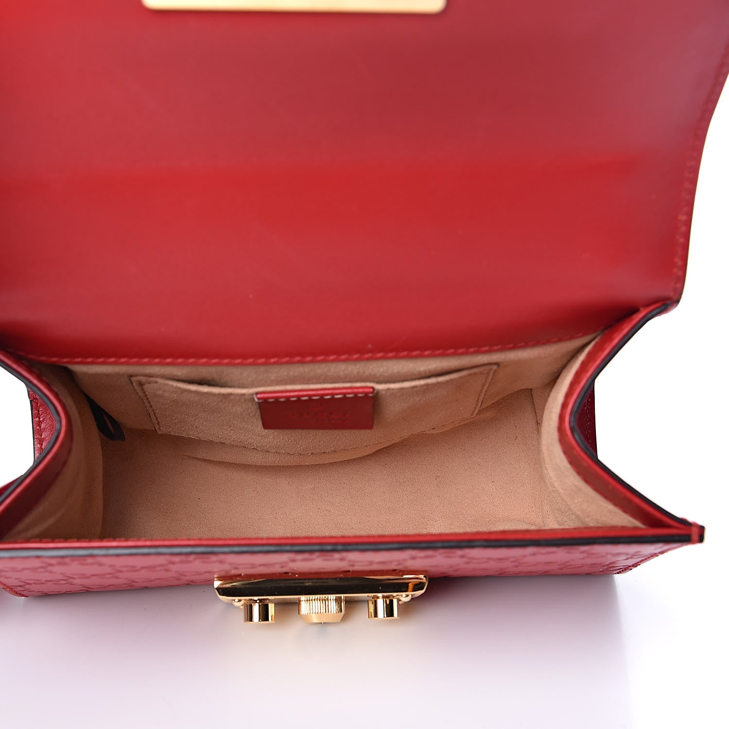 Gucci Guccissima Small Padlock Shoulder Bag Hibiscus Red 5 of 10
