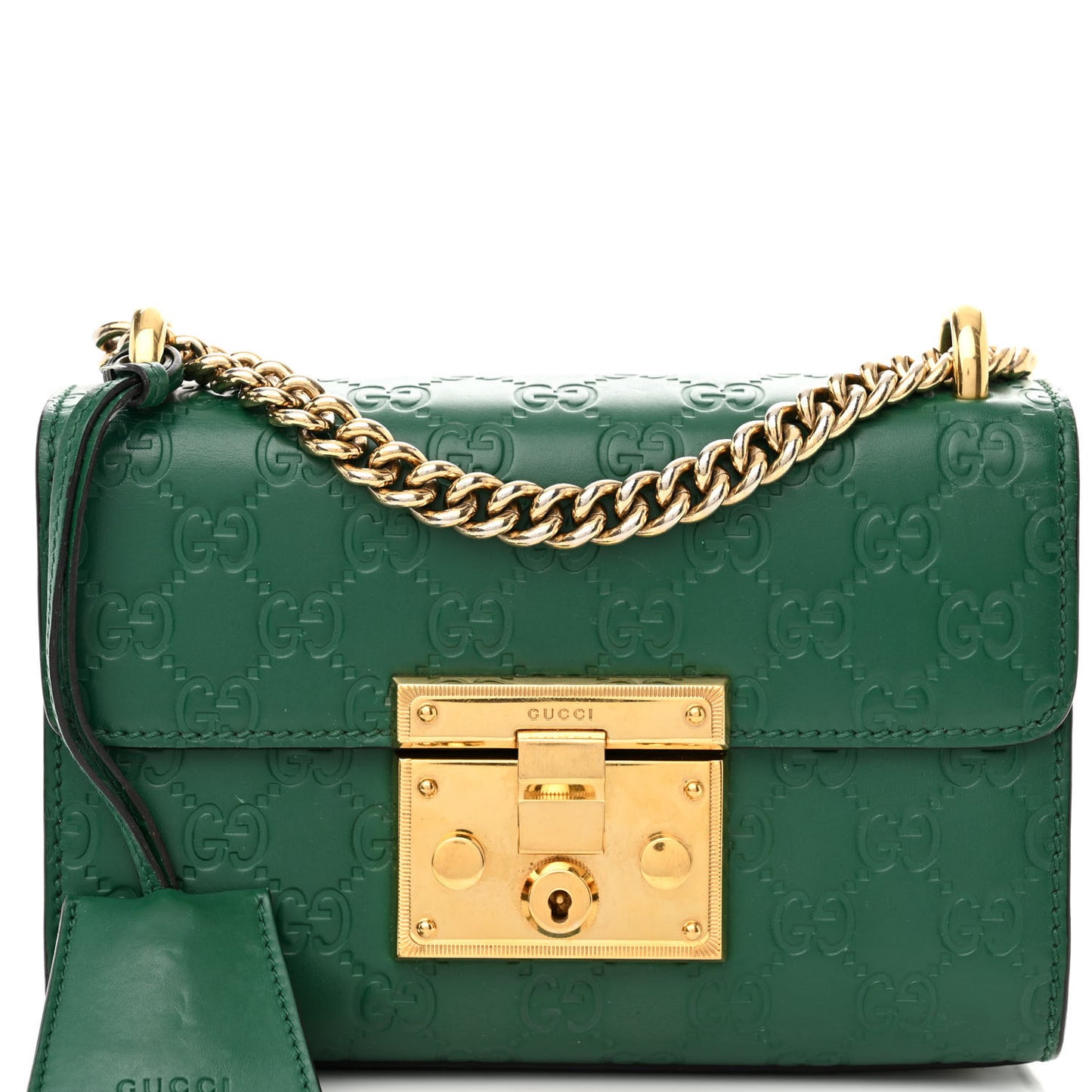 Guccissima Small Padlock Shoulder Bag Emerald