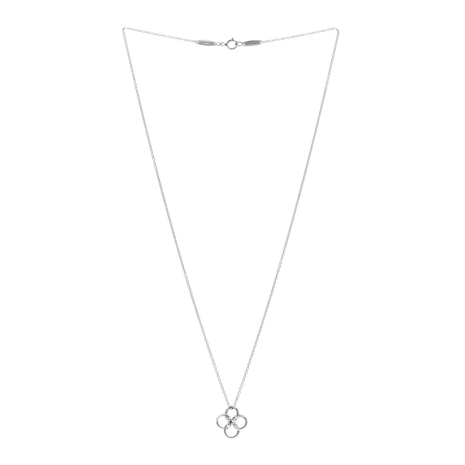 Tiffany Platinum Elsa Peretti Quadrifoglio Pendant Necklace 3 of 4
